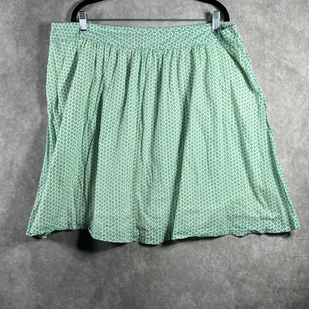 Boden Skirt Womens Size 16R White Green Geometric Print A-Line Casual Lined